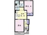 サンルーラン 2DKの間取り