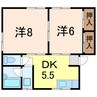 ハイツ下山 2DKの間取り