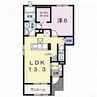 ミドルビレッジヒロ６ 1LDKの間取り