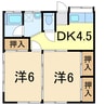 リバーサイドB 2DKの間取り