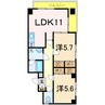 アプローズ（日赤町） 2LDKの間取り