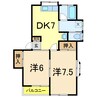 コーポタウンB 2DKの間取り