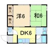 コーポ牧 2DKの間取り