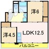 スカイクレスト与板Ⅱ 2LDKの間取り