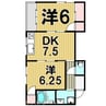 レジデンスリバーサイド 2DKの間取り