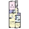 ヴィオレッタA 1LDKの間取り