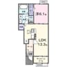 ヒカルサ長岡摂田屋Ⅰ 1LDKの間取り