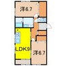 レジデンス東与板 2LDKの間取り