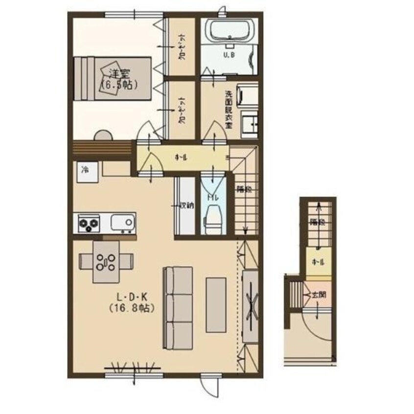 間取図 ユーソニアン・三仏生A