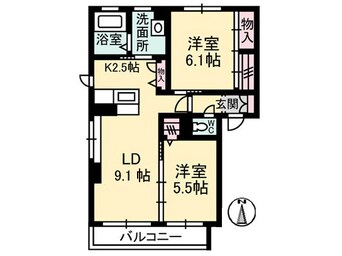 間取図 シャーメゾンしおやの杜ＡＢ