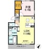 ヒルズビュー 1LDKの間取り