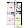 ビーチハイムKiwa 2DKの間取り