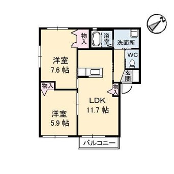 間取図 宇部線/東新川駅 徒歩17分 1階 築18年