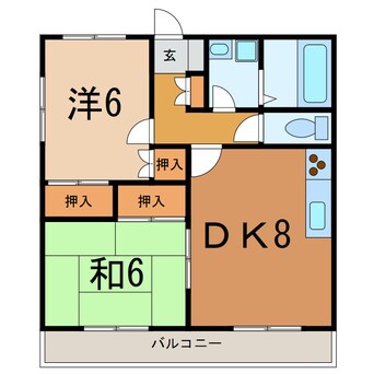 間取図 大分バス（大分市）/花園 徒歩3分 3階 築27年