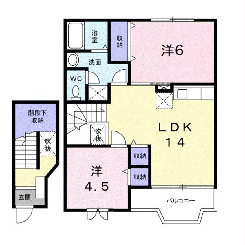 間取図 久大本線<ゆふ高原線>/古国府駅 徒歩1分 2階 築23年