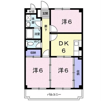 間取図 大分バス（大分市）/桑原下 徒歩3分 3階 築27年