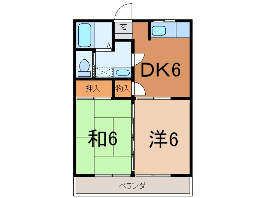 間取図 大分バス（大分市）/豊饒 徒歩2分 3階 築30年