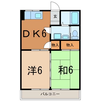 間取図 大分バス（大分市）/畑中 徒歩3分 4階 築31年