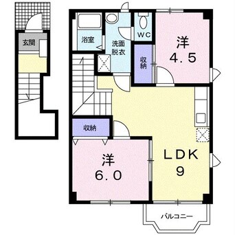 間取図 久大本線<ゆふ高原線>/古国府駅 徒歩5分 2階 築23年