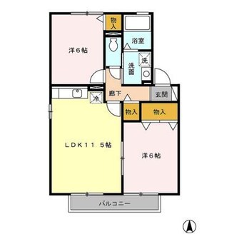 間取図 大分バス（大分市）/花園 徒歩2分 2階 築21年