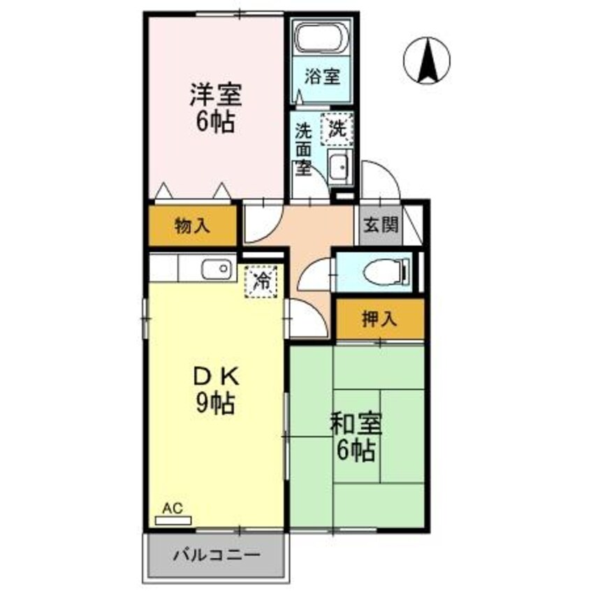 間取図 大分バス（大分市）/下田尻 徒歩3分 2階 築21年