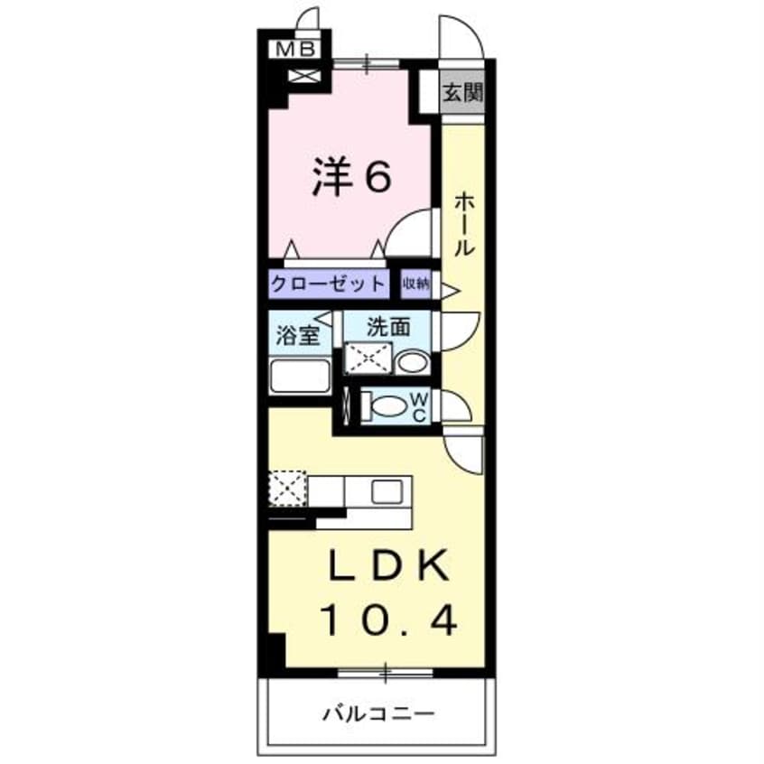 間取図 大分バス（大分市）/下角 徒歩1分 4階 築18年