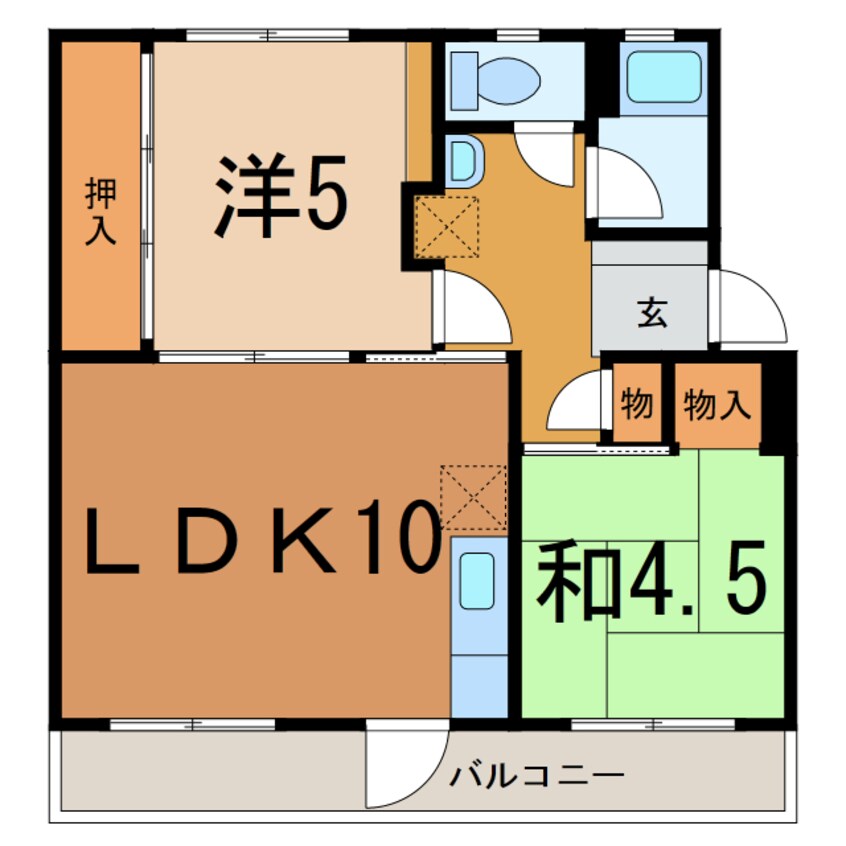 間取図 大分バス（大分市）/城南センター前 徒歩5分 1階 築55年