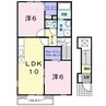大分バス（由布市）/上市 徒歩5分 2階 築16年 2LDKの間取り