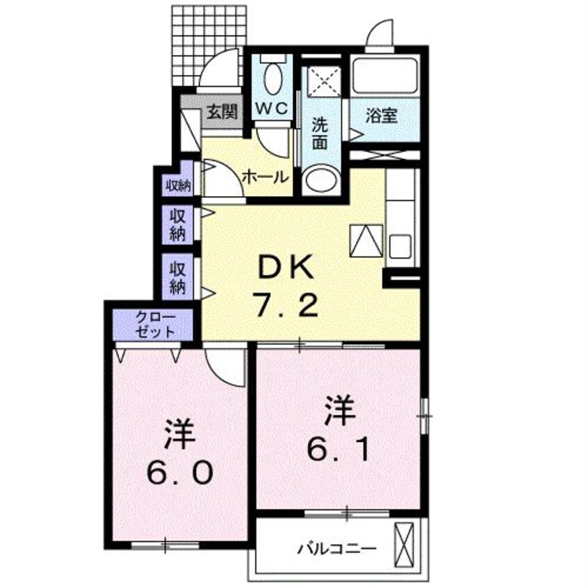 間取図 大分バス（由布市）/下市 徒歩2分 1階 築12年