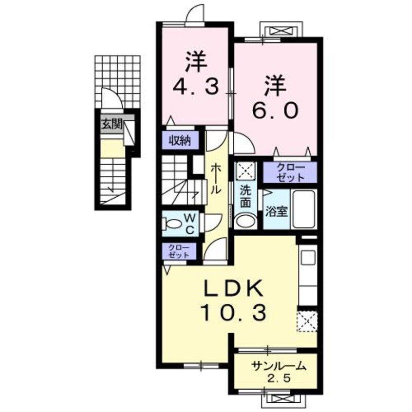 間取図 大分バス（大分市）/賀来新川 徒歩5分 2階 築10年