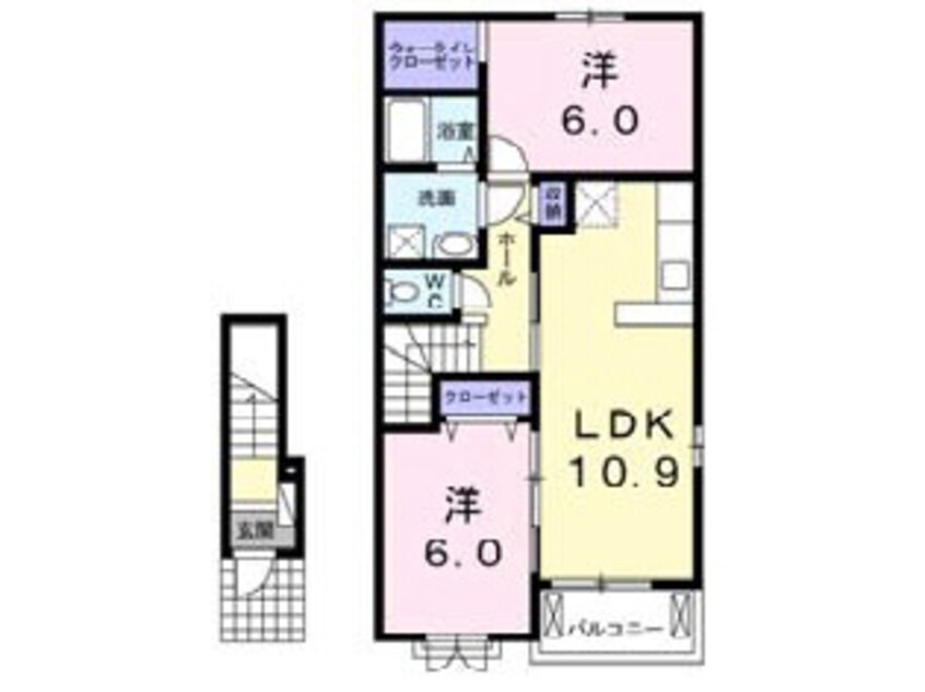 間取図 大分バス（大分市）/賀来新川 徒歩5分 2階 築8年