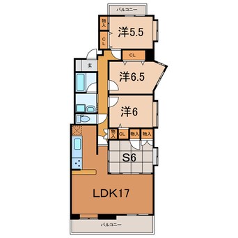 間取図 日豊本線/大分駅 徒歩17分 9階 築21年