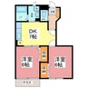 レジデンス北野　Ⅱ 2DKの間取り