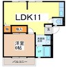サンビレッジ国高　Ａ・Ｂ・Ｃ棟 1LDKの間取り