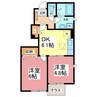 サンリット　氏家　Ｂ棟 2DKの間取り
