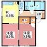 エーデルワイス 2Kの間取り