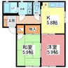 エーデルワイス 2Kの間取り