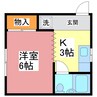 ビレッジ国高　Ｂ棟 1Kの間取り