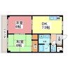 レジデンス家久 2DKの間取り