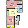 サンクチュアリ北府　２ 2DKの間取り
