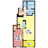 アンドロイ　アンソレイユB 1LDKの間取り
