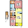 サージェ林Ⅲ A 2LDKの間取り