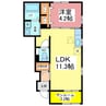 ノースコア北府Ⅳ 1LDKの間取り