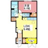 カーサ・コルーテ南 1LDKの間取り