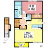 カーサ・コルーテ南 1LDKの間取り