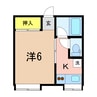 ふらッツなかよし 1Kの間取り
