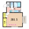 ラベンダー 1Kの間取り