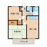 千代田ハイツ 2DKの間取り