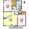 カームヒルズB 2LDKの間取り