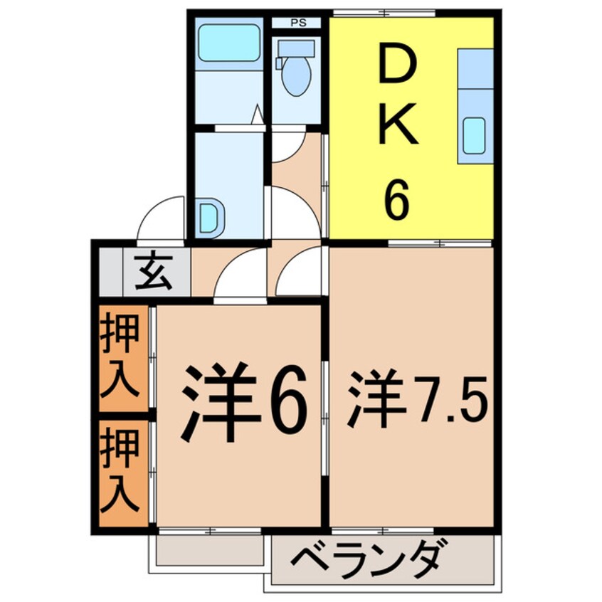 間取図 奥羽本線・山形線/新庄駅 徒歩13分 2階 築31年